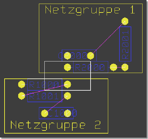 BAE HighEnd Version 5.4: Design Rule Check - Mindestabstandsprüfung zwischen Netzgruppen