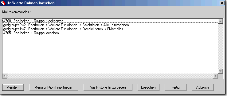 BAE Version 6.2: Layouteditor Dialog - Makrokommandodefinition