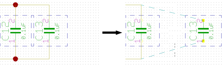 BAE Version 7.6: Schaltplaneditor - Symbolverschiebung mit optionaler Unroutesanzeige