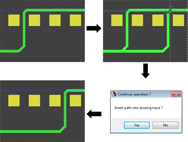 BAE Version 7.8: Layout Editor - Insert Trace into existing Trace